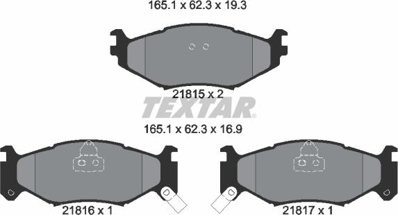 Textar 2181501 - Brake Pad Set, disc brake autospares.lv