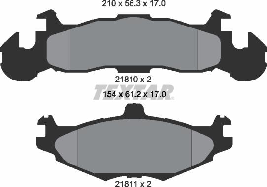 Textar 2181001 - Brake Pad Set, disc brake autospares.lv