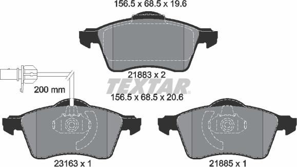 Textar 2188501 - Brake Pad Set, disc brake autospares.lv