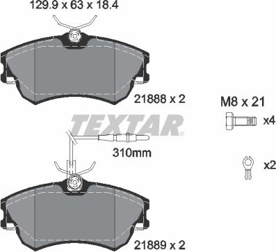Textar 2188801 - Brake Pad Set, disc brake autospares.lv