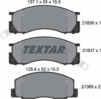 Textar 2183601 - Brake Pad Set, disc brake autospares.lv