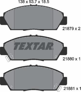 Textar 2187901 - Brake Pad Set, disc brake autospares.lv
