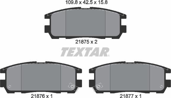 Textar 2187501 - Brake Pad Set, disc brake autospares.lv
