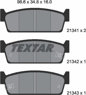 Textar 2134101 - Brake Pad Set, disc brake autospares.lv