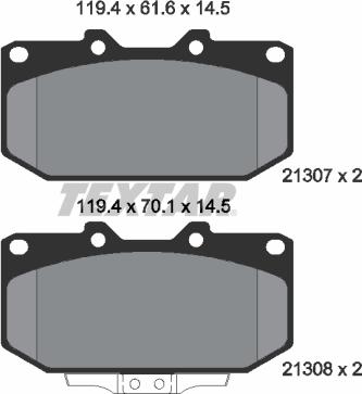 Textar 2130701 - Brake Pad Set, disc brake autospares.lv
