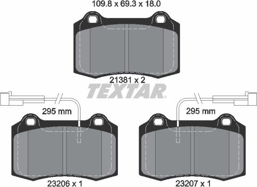 Textar 2138103 - Brake Pad Set, disc brake autospares.lv