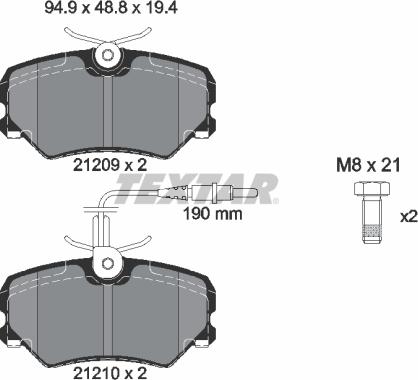 Textar 2120909 - Brake Pad Set, disc brake autospares.lv