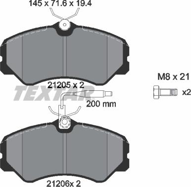 Textar 2120501 - Brake Pad Set, disc brake autospares.lv