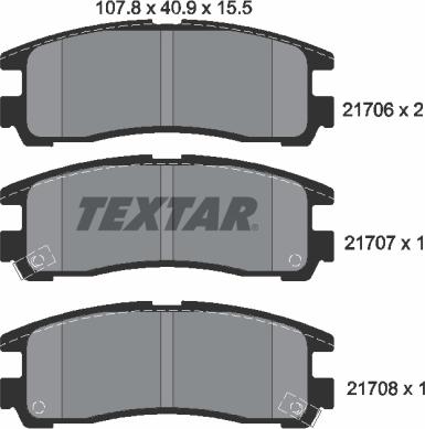 Textar 2170602 - Brake Pad Set, disc brake autospares.lv