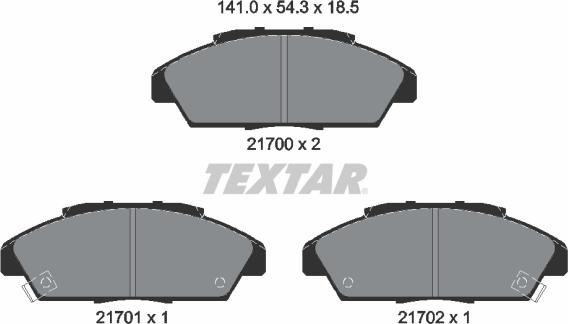 Textar 2170001 - Brake Pad Set, disc brake autospares.lv