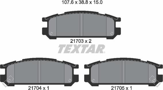 Textar 2170301 - Brake Pad Set, disc brake autospares.lv