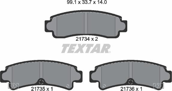 Textar 2173401 - Brake Pad Set, disc brake autospares.lv