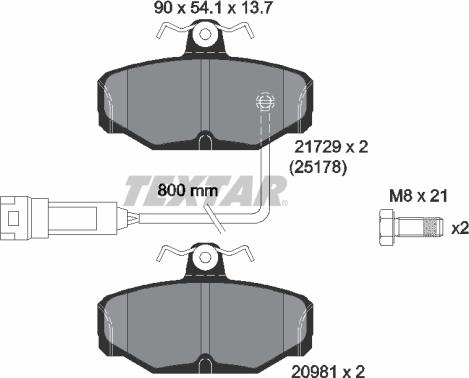 Textar 2172901 - Brake Pad Set, disc brake autospares.lv