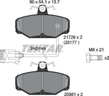 Textar 2172902 - Brake Pad Set, disc brake autospares.lv