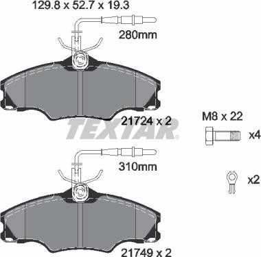 Textar 2172402 - Brake Pad Set, disc brake autospares.lv