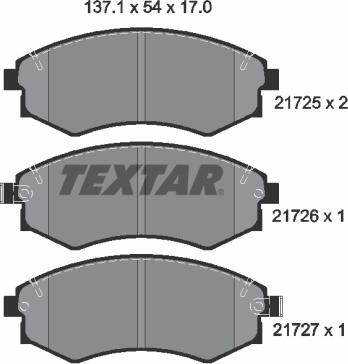 Textar 2172501 - Brake Pad Set, disc brake autospares.lv