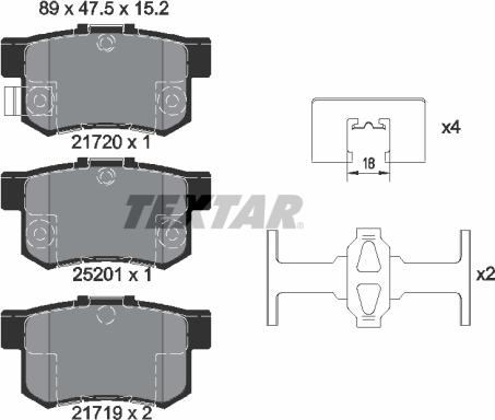 Textar 2172001 - Brake Pad Set, disc brake autospares.lv