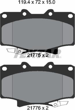 Textar 2177501 - Brake Pad Set, disc brake autospares.lv