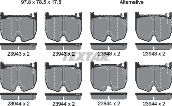 Textar 2394301 - Brake Pad Set, disc brake autospares.lv