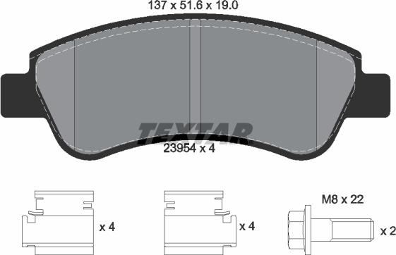 Textar 2395401 - Brake Pad Set, disc brake autospares.lv