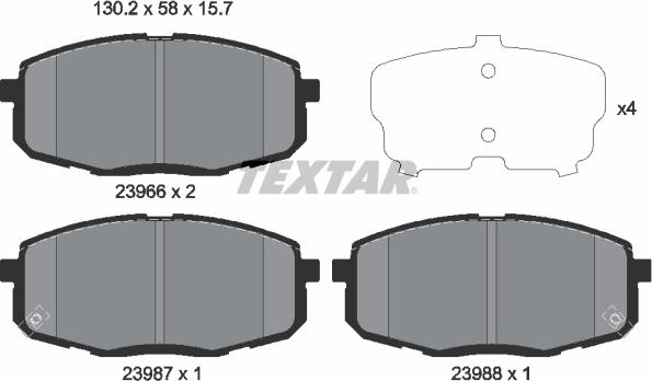 Textar 2396601 - Brake Pad Set, disc brake autospares.lv