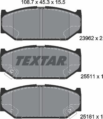 Textar 2396201 - Brake Pad Set, disc brake autospares.lv