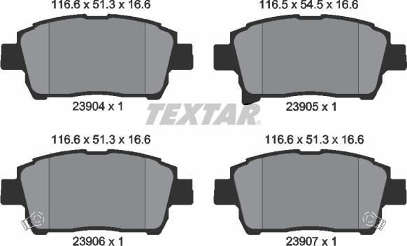 Textar 2390401 - Brake Pad Set, disc brake autospares.lv