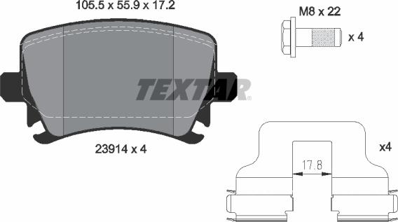 Textar 2391401 - Brake Pad Set, disc brake autospares.lv