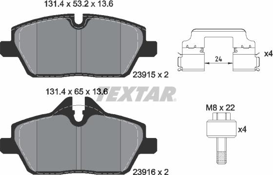 Textar 2391508 - Brake Pad Set, disc brake autospares.lv