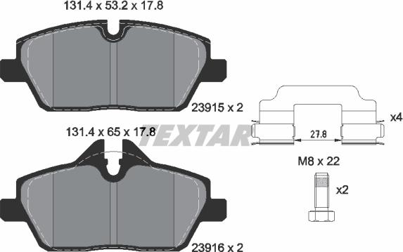 Textar 2391503 - Brake Pad Set, disc brake autospares.lv