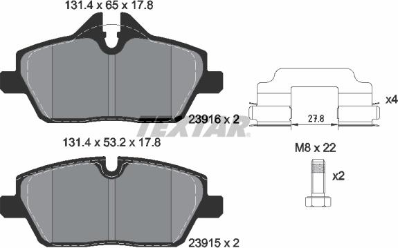 Textar 2391601 - Brake Pad Set, disc brake autospares.lv