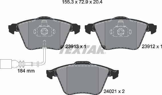 Textar 2391301 - Brake Pad Set, disc brake autospares.lv