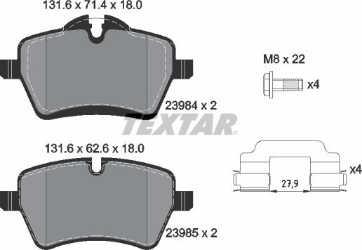 Textar 2398401 - Brake Pad Set, disc brake autospares.lv