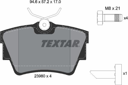 Textar 2398001 - Brake Pad Set, disc brake autospares.lv