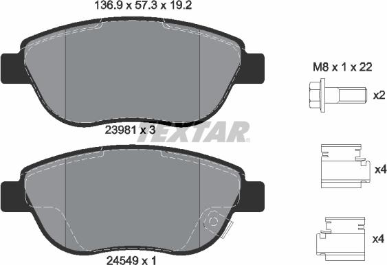 Textar 2398101 - Brake Pad Set, disc brake autospares.lv