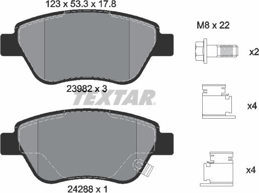 Textar 2398202 - Brake Pad Set, disc brake autospares.lv