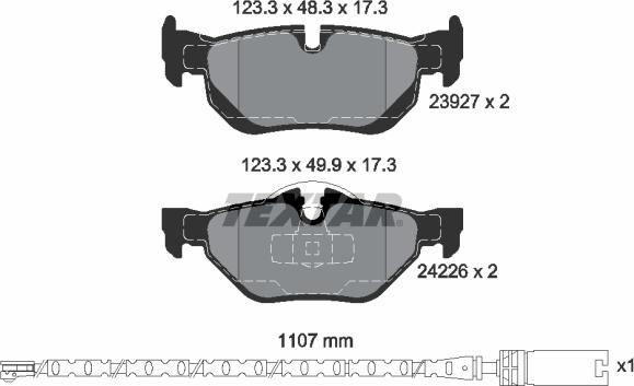 Textar 2392707 - Brake Pad Set, disc brake autospares.lv