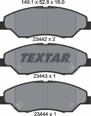 Textar 2344201 - Brake Pad Set, disc brake autospares.lv