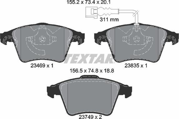 Textar 2346901 - Brake Pad Set, disc brake autospares.lv