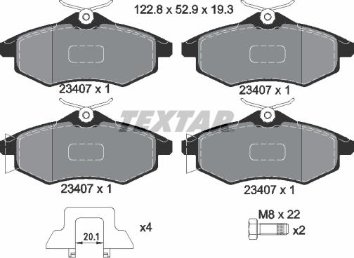 Textar 89006500 - Brake Set, disc brakes autospares.lv