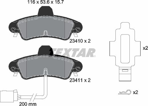 Textar 2341008 - Brake Pad Set, disc brake autospares.lv