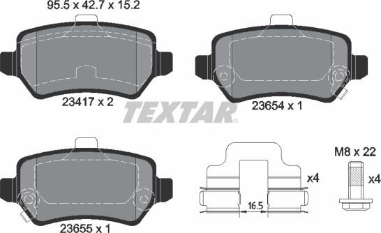 Textar 2341782 - Brake Pad Set, disc brake autospares.lv