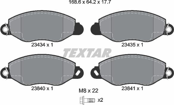 Textar 2343401 - Brake Pad Set, disc brake autospares.lv