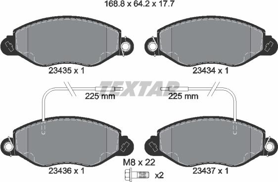 Textar 2343501 - Brake Pad Set, disc brake autospares.lv