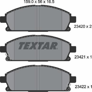 Textar 2342001 - Brake Pad Set, disc brake autospares.lv