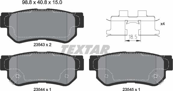 Textar 2354301 - Brake Pad Set, disc brake autospares.lv