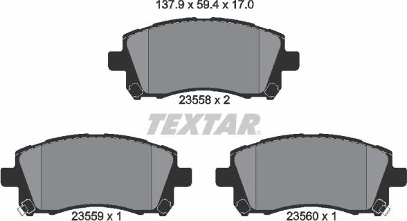 Textar 2355802 - Brake Pad Set, disc brake autospares.lv