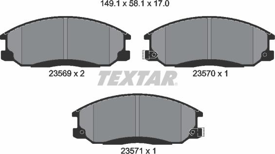 Textar 2356901 - Brake Pad Set, disc brake autospares.lv