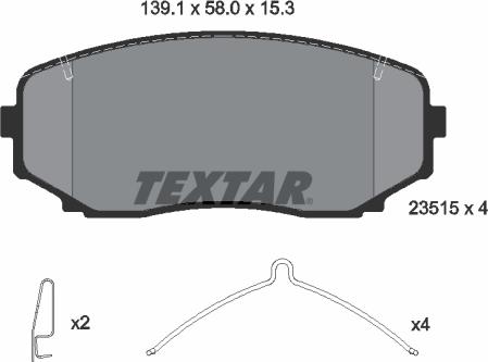 Textar 2351505 - Brake Pad Set, disc brake autospares.lv