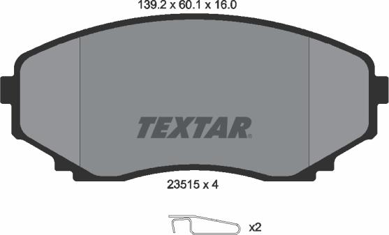Textar 2351501 - Brake Pad Set, disc brake autospares.lv